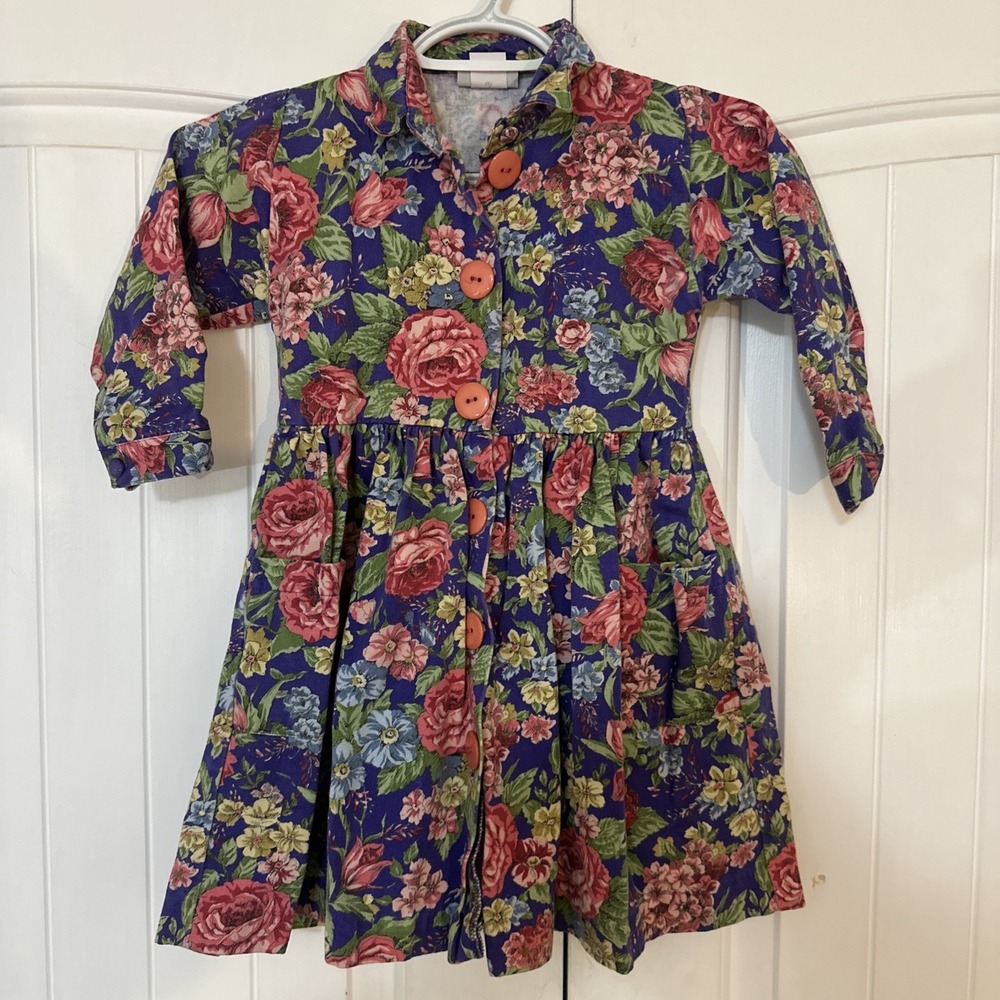 Vintage Mopsey Cottontail Toddler Girl's Pink Purple Floral Dress Size 4‎ Easter